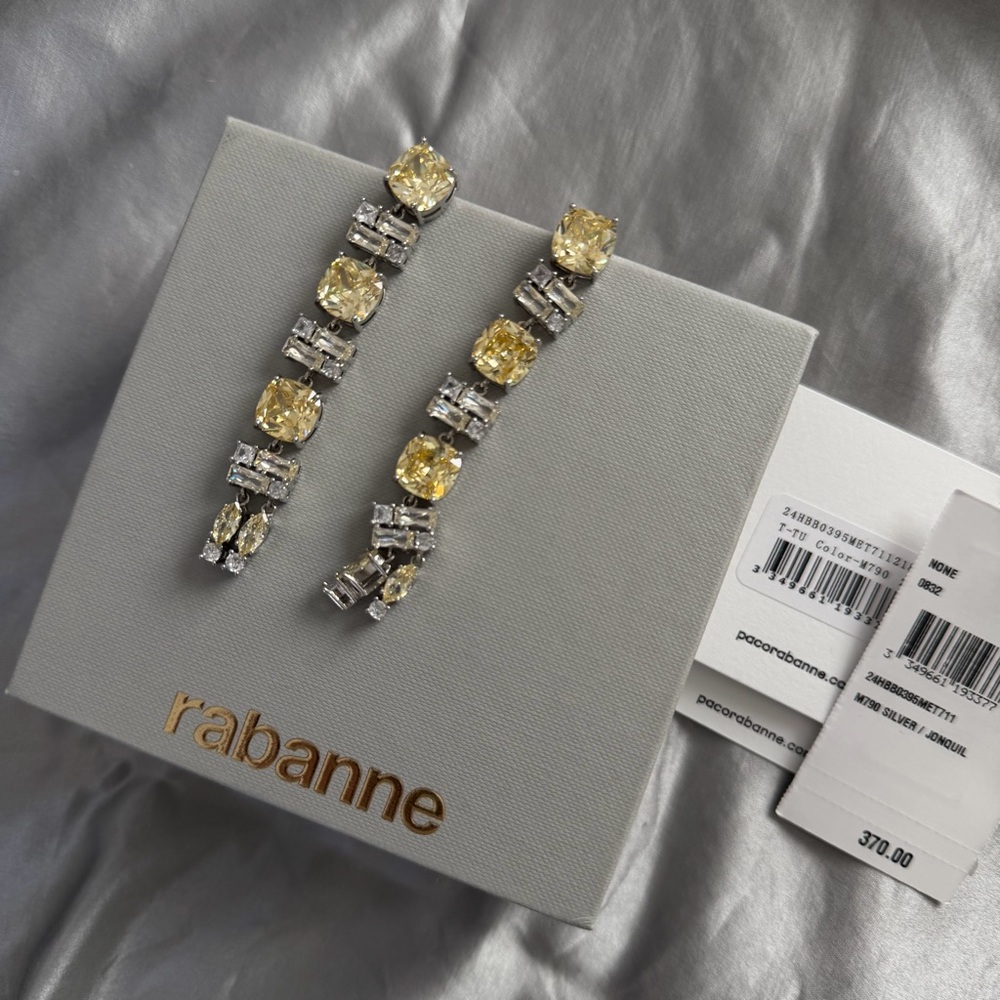 Paco Rabanne Yellow and Silver Crystal Earrings